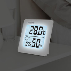휴비딕디지탈시계온습도계 백라이트HT-1화이트 N